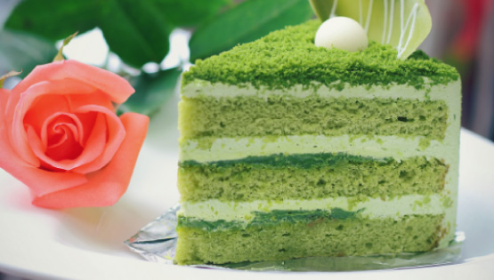 Matcha Tea Layer Cake with White Chocolate Frosting